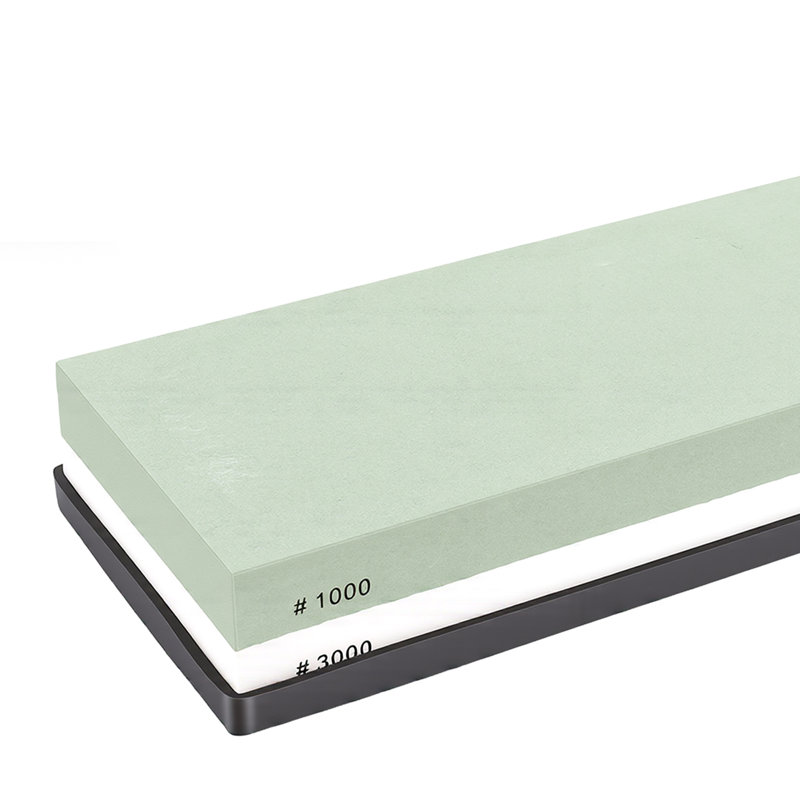 Sharpening Stone Dual Sided 1000 3000 Grit Whetstone With Anti Slip Base For Scissors Chisels Axes Green White