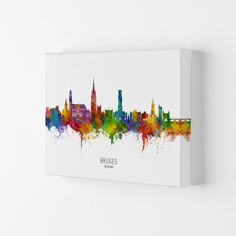 Bruges Belgium Skyline by Michael Tompsett - Print, 42cm H x 59.4cm W x 4cm D, Wrapped Canvas