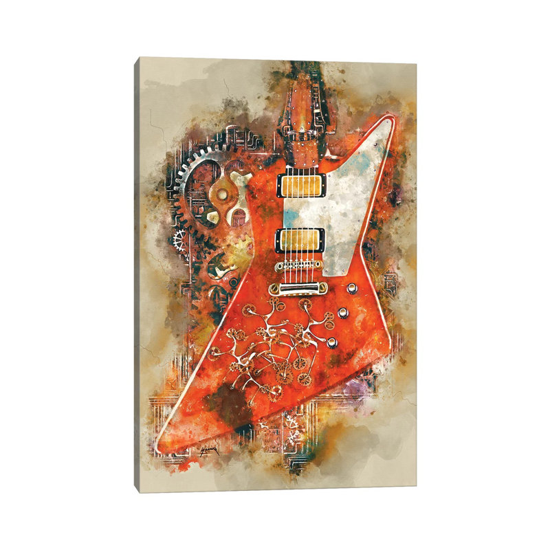 The Edge's Steampunk Guitar - Painting on Canvas, Wrapped Canvas, 66.04cm H x 45.72cm W x 1.91cm D