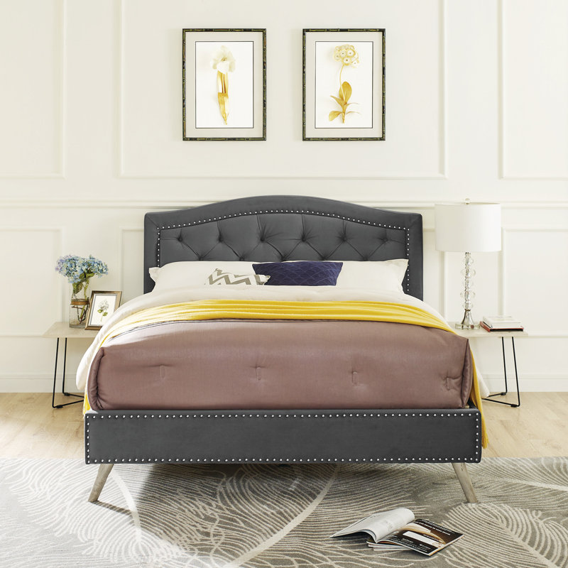 Applewhite Upholstered Metal Platform Bed, Peyton Slate, Queen