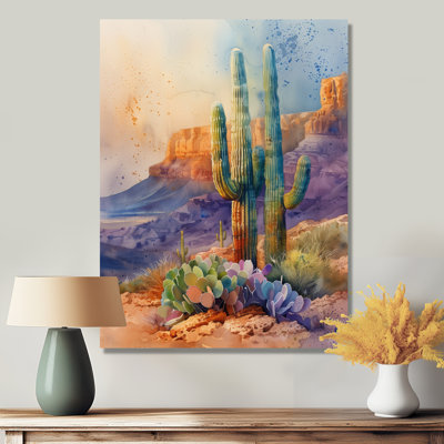 «Green Cactus Desert Wonder I», impression d'art mural cactus floral