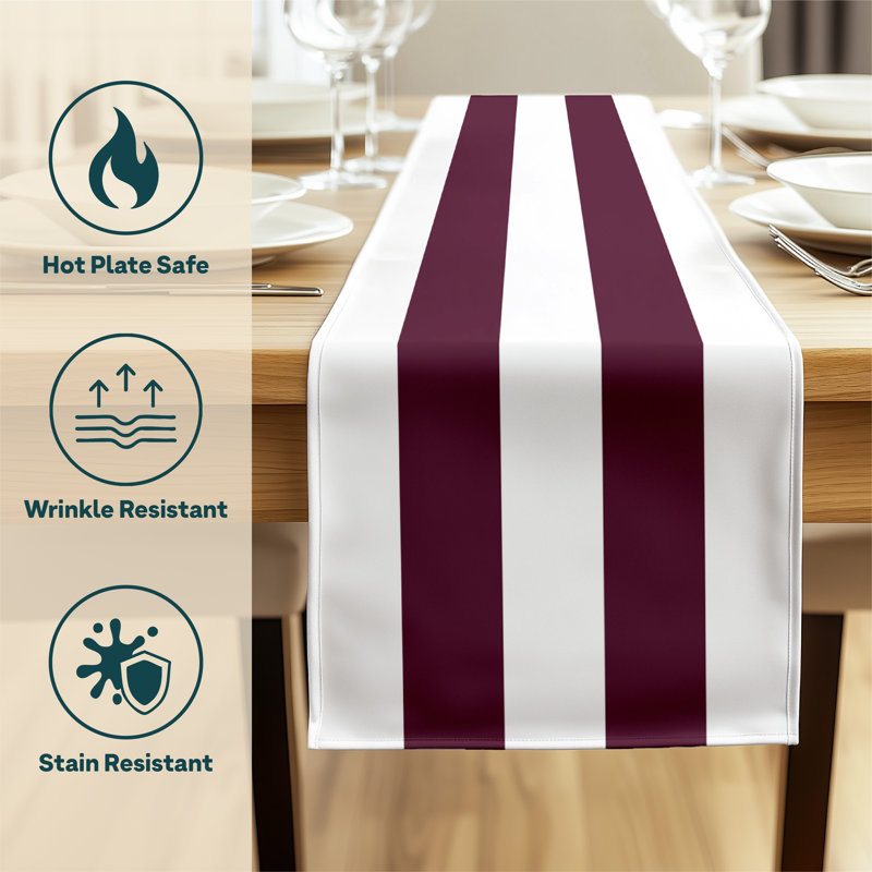 Burgundy Striped Table Runner 108" x 14", 108" L x 14" W, Burgundy
