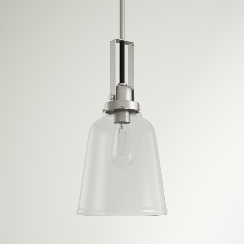 Luminaire suspendu en forme de cloche à 1 lumière Daimar, Nickel brossé