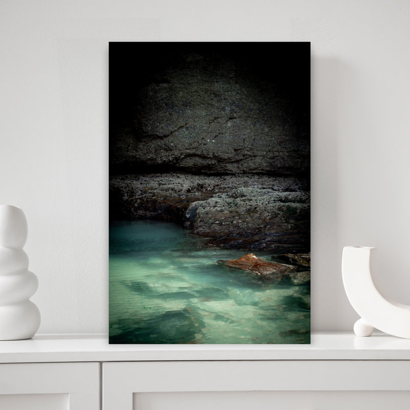«Hidden Grotto Waters Serene Tranquil Abstract Landscape Nature», reproduction d'art murale, 18" H x 12" W