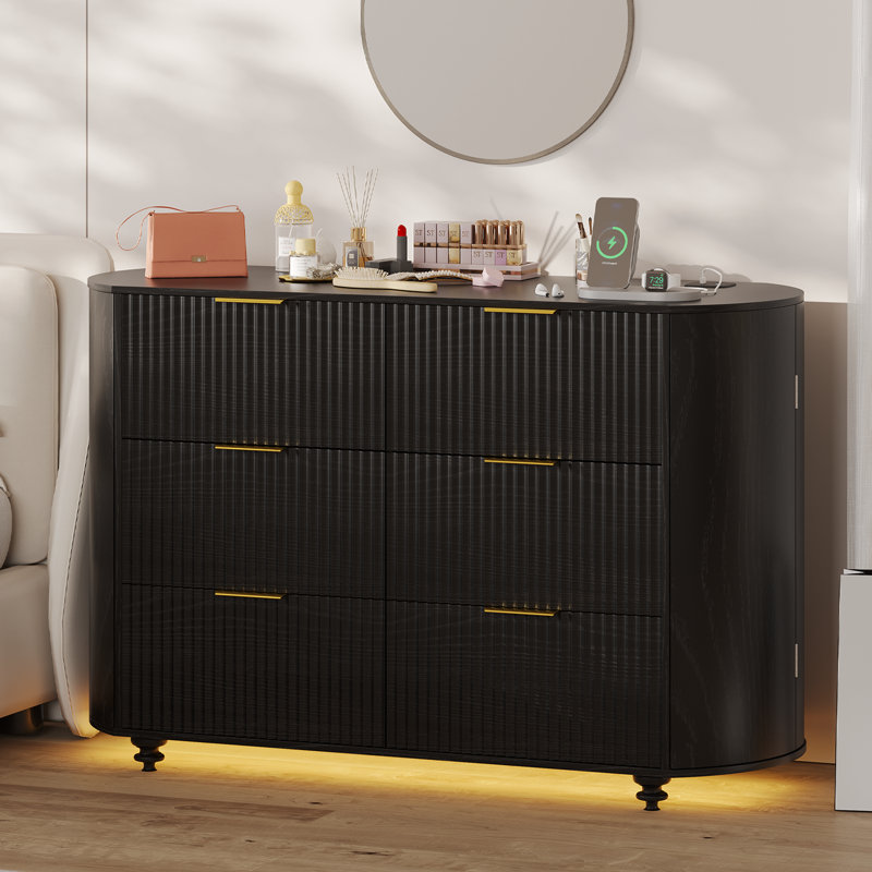 119.9 cm W Chest of 6 Drawers, Black