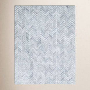 Herringbone Handmade Silver Rug