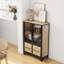 Élégante armoire de rangement avec 4 portes en fer, une tablette réglable et un cadre en métal robuste pour une utilisation polyvalente à la maison