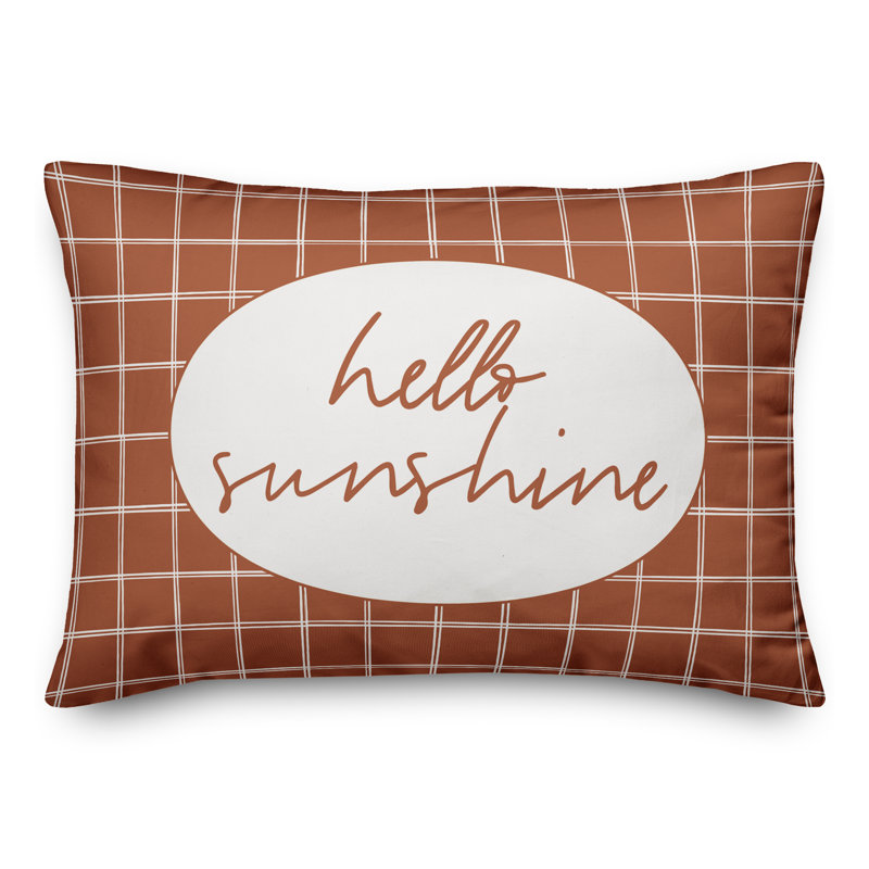 Plaid Outdoor Reversible Throw Pillow, Orange