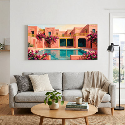 Ensemble de 1 tableau sur toile « Villa rose »