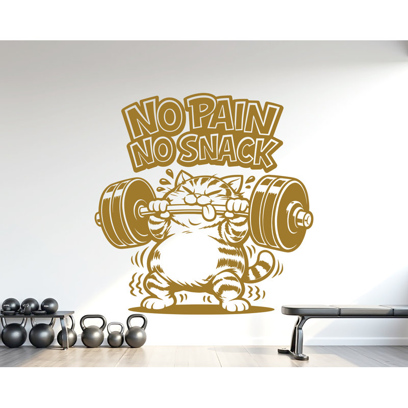 Adhésif décoratif rigolo pour chat et gymnase No Pain No Snack, 17x17 inches, Teal