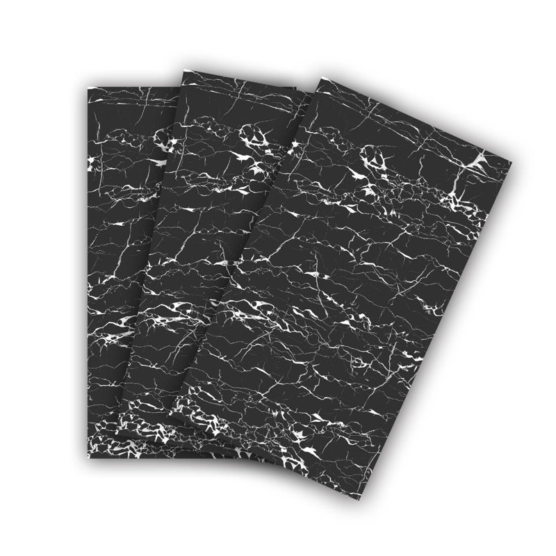 6 pièces de panneaux de salle de bain imperméables à l'eau avec dosseret et dosseret - carreaux de cuisine 12 x 24 (marbre noir)
