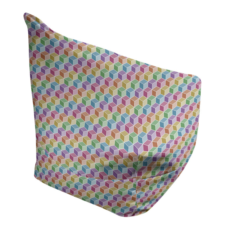 Sac de pois Kitterman, H 38 po x L 42 po x P 29 po, Pouf fauteuil, Vert mer foncé / rose / mauve