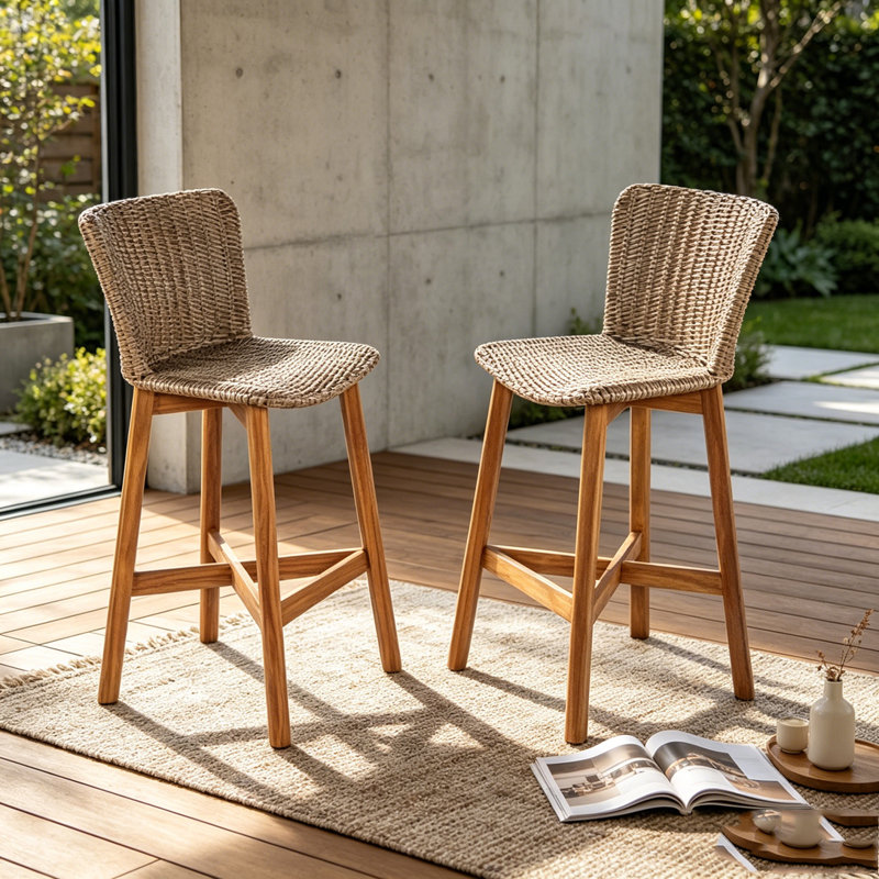 Tabouret d'extérieur, Brun clair, teck