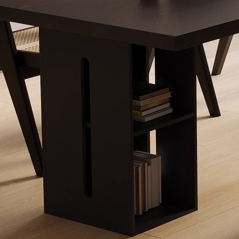 Bureaux rectangulaires noirs en bois massif, H 29,53 po x l 86,61 po x P 31,5 po
