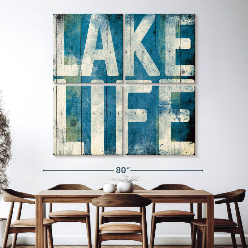 Bleu clair Tergel Lake Life, H 74 po x l 74 po