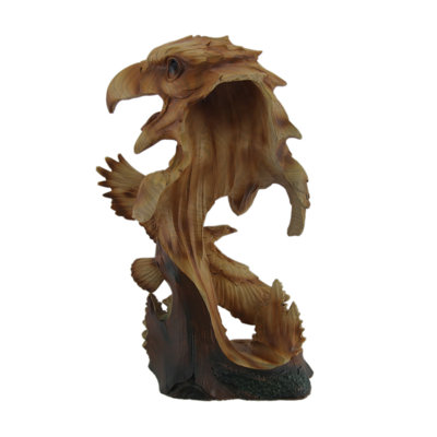Buste et statuette d'aigle à tête blanche en polyrésine moulée, aspect bois sculpté rustique, hauteur 29,8 cm (11,75 pouces).