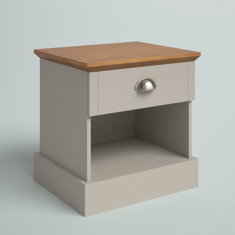 Brielle 45cm W Bedside Table, Grey/Oak