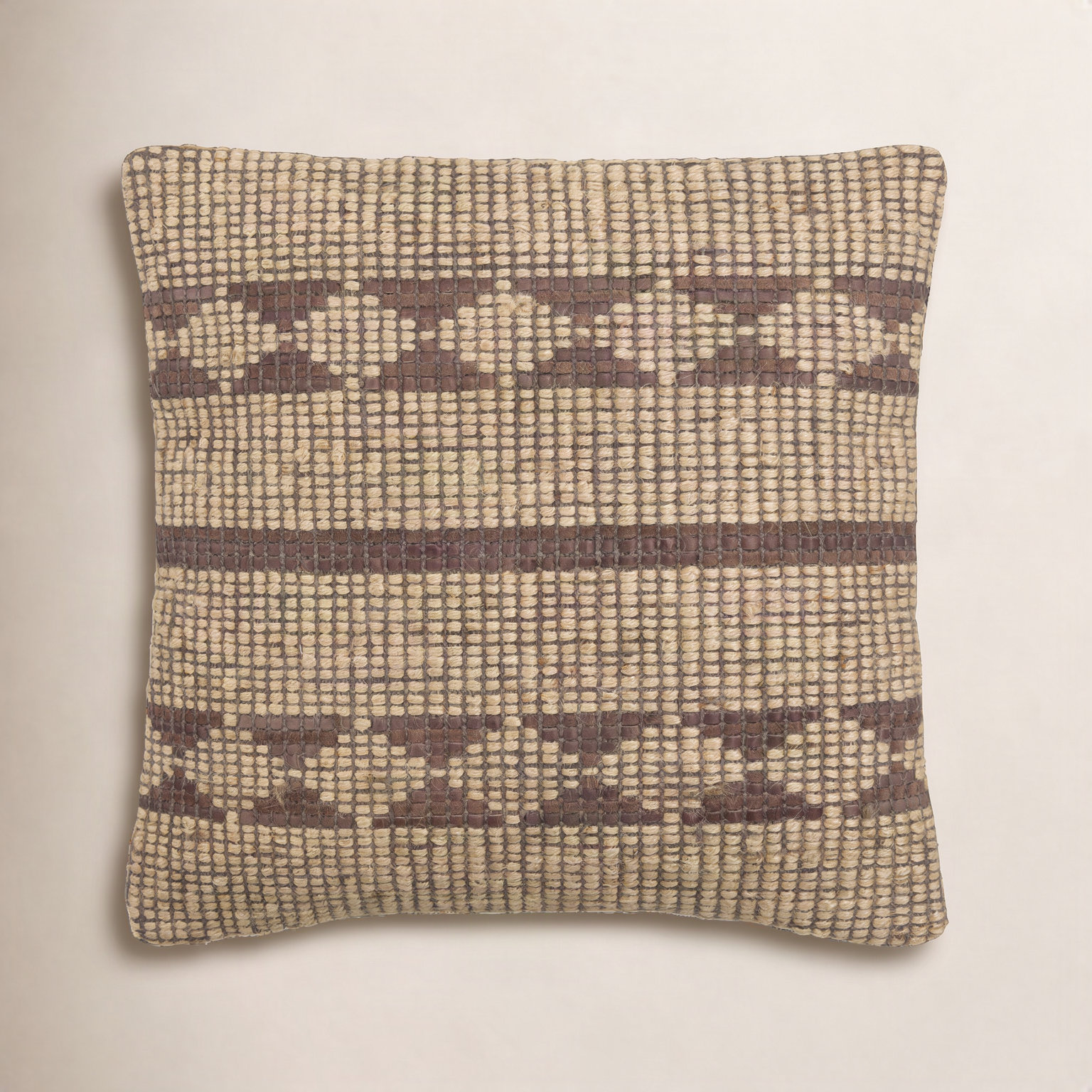 Twareg Geometric Jute / Sisal Throw Pillow, 22"H x 22"W, Down Blend
