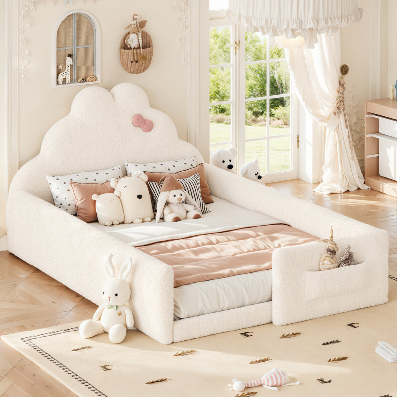 Lit pour enfant rembourré TeddyNest, Full, Beige