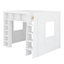 Lit mezzanine en bois avec armoires de rangement et tablettes-194455827