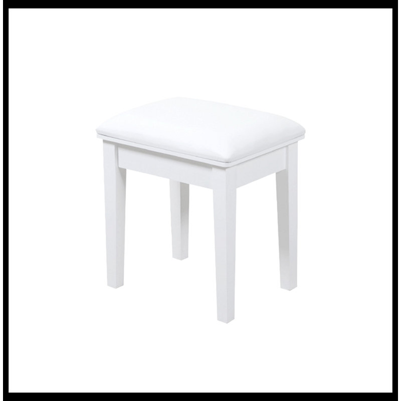 Tabouret de coiffeuse avec coussin et pieds solides, blanc