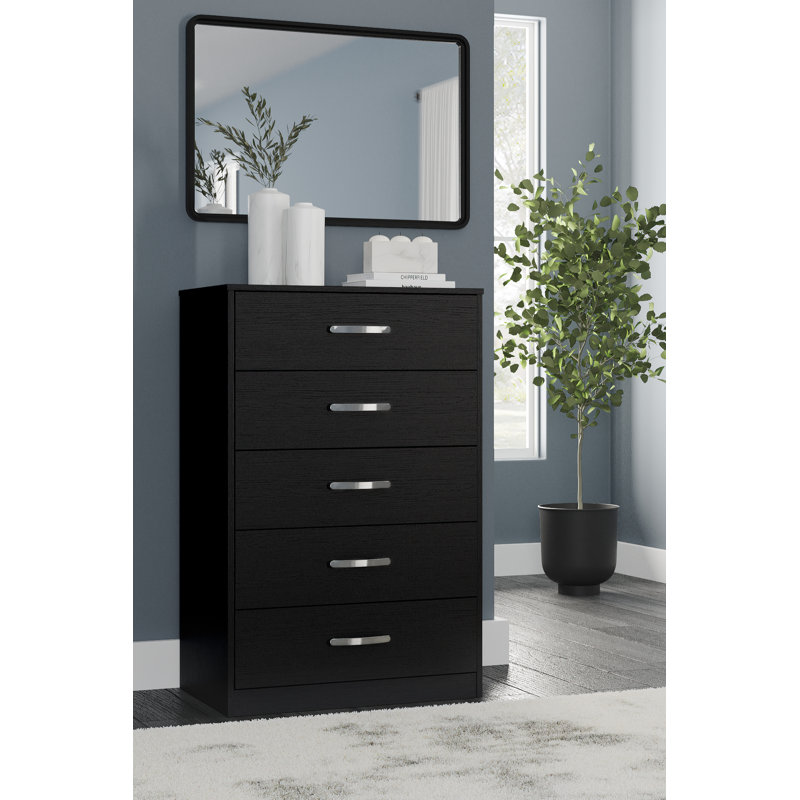 Arkoe 5 Drawer Chest, Matte Black, 41.34" H x 26.73" W x 15.83" D