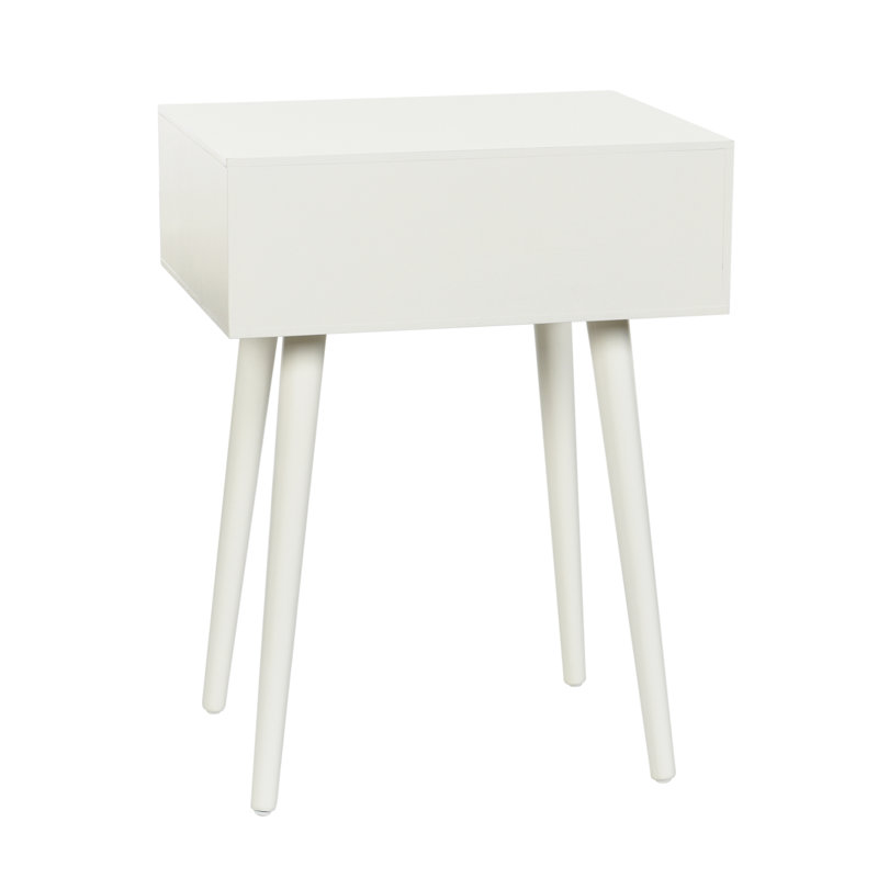 Arthur 17.75 in. Farmhouse White Rectangle Wood End Table with Storage