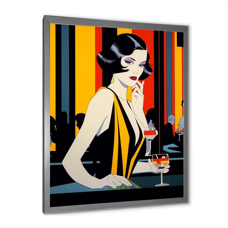 Pop Art Night Life Diva, H 32 po x l 24 po x P 1 po, Cadre simple argenté
