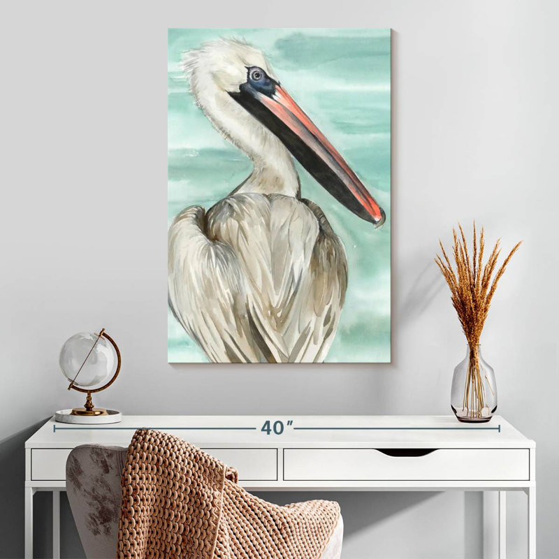 Brampt Turquoise Pelican I, 30" H x 20" W
