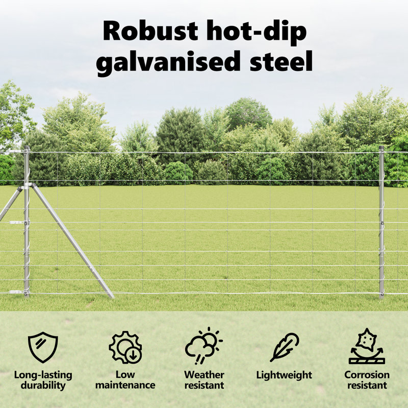 Vidaxl Field Fence Galvanised Steel, 100cm H x 2500cm W