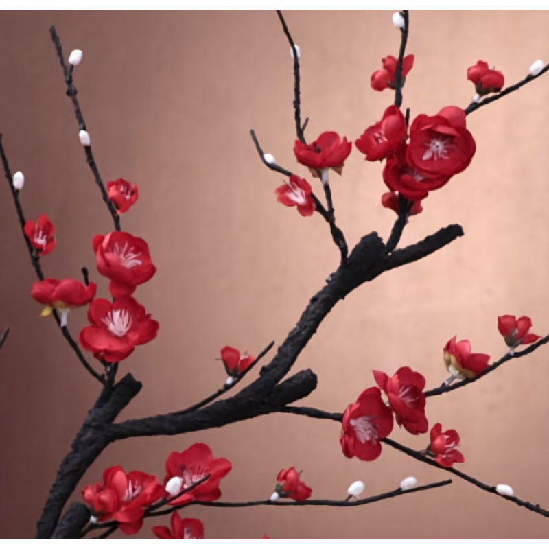 Plum Blossom Simulation Flower Vase Decoration, Red