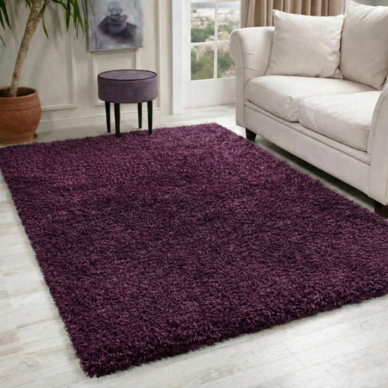 Esterly Solid Colour Shag Area Rug, Rectangle 120 x 170cm