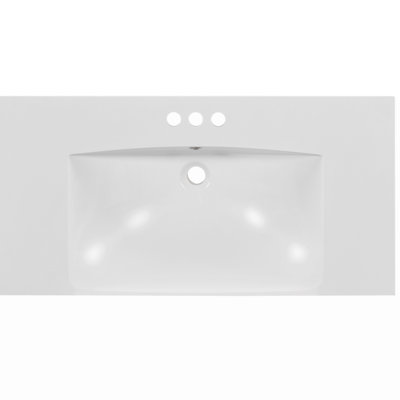 36" Single Bathroom Basin Sink, Vanity Top Only, 3-Faucet Holes, Resin