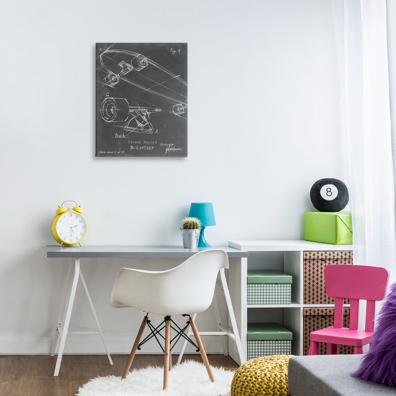 Skateboard Truck Diagram Canvas Wall Art by Ethan Harper, 30" H x 24" W