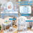 Kids Vanity Set With Stool And Mirror, Princess Make Vanity With Tri-fold Mirror For Children