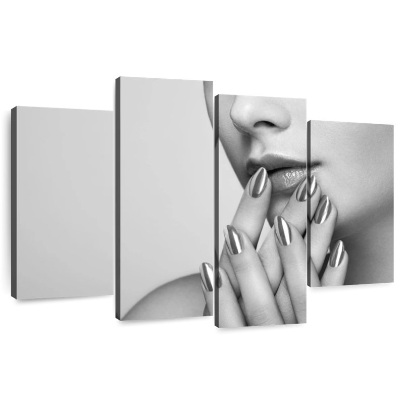 Gray Portrait Female Nails