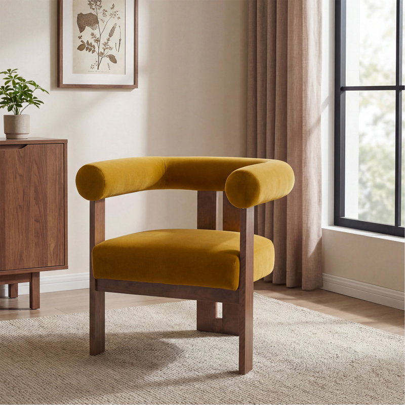 Chaise d'appoint moderne rembourrée avec accoudoirs ronds