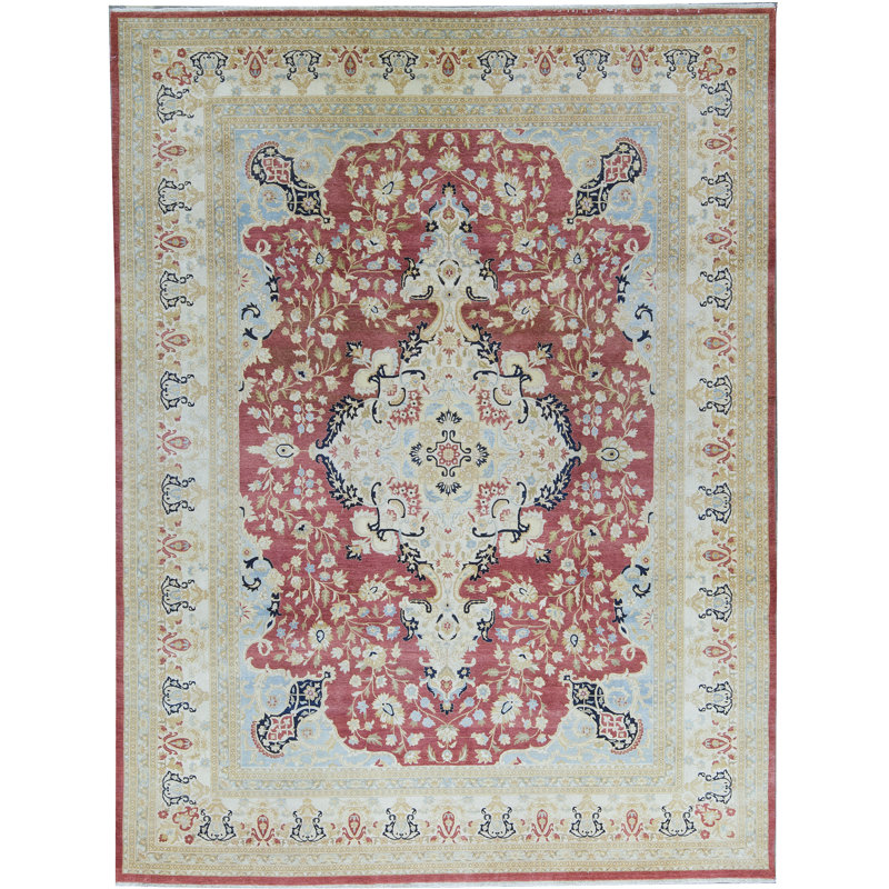 Tapis beige noué à la main de haute qualité