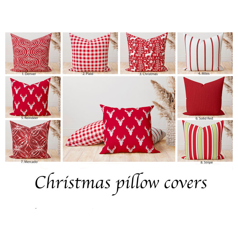 Housse de coussin en coton Red, 17,5 po x 17,5 po, Rouge