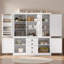 Garde-manger autoportant en bois avec armoires, tablettes de porte, tablettes réglables et tiroirs-485978763