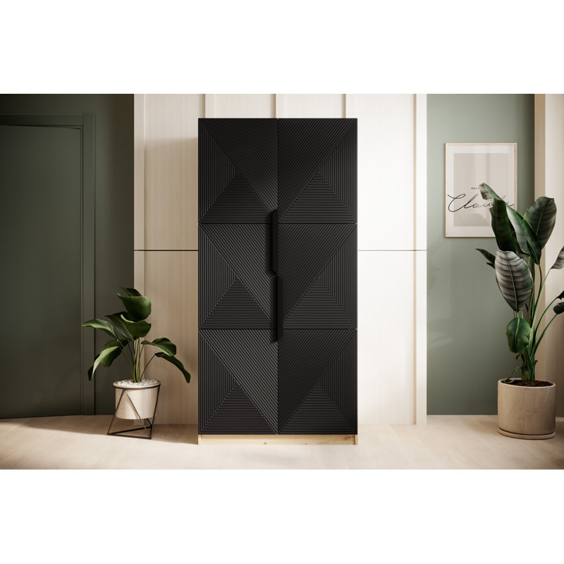 Myreon Wardrobe 100 2d, Artisan Oak/Black 