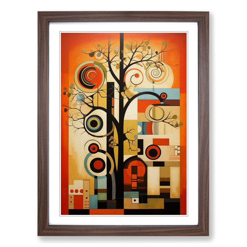 Oak Tree Constructivism No.4 - Single Picture Frame Print on Wood, Walnut, 46cm H x 34cm W x 2cm D