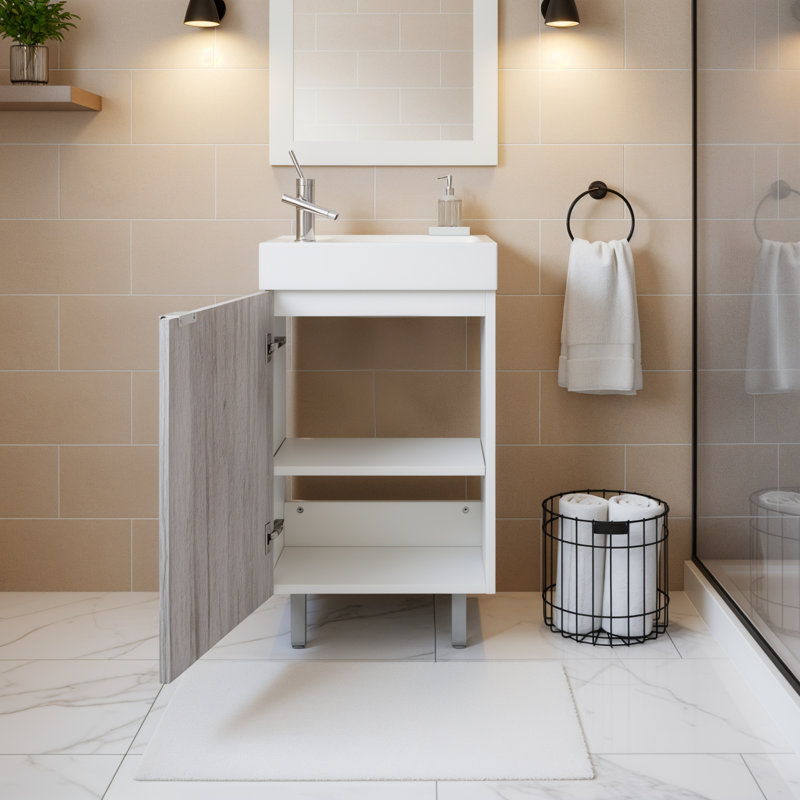 Studio 18.125'' Single Bathroom Vanity with Cultured Marble Top, Soho White