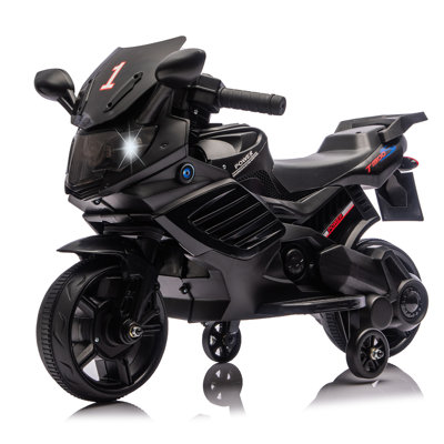 Jouet électrique pour enfant 6V avec roues d'entraînement, phare de travail, klaxon et musique, alimenté par pile pour les tout-petits de 3 à 5 ans, noir