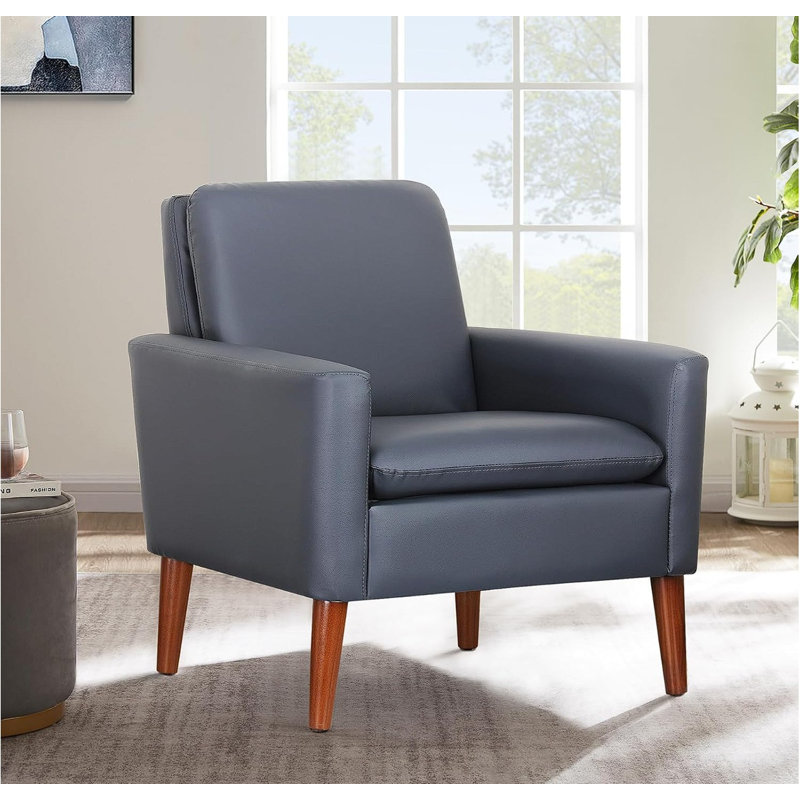 Fauteuil d'appoint rembourré Cristyle, Similicuir bleu