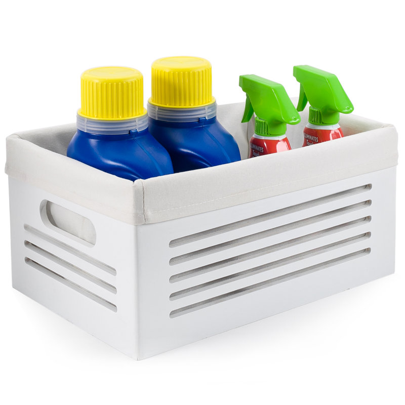 Cube de rangement en bois, 5,7" H x 11,4" L x 8,2" D, blanc
