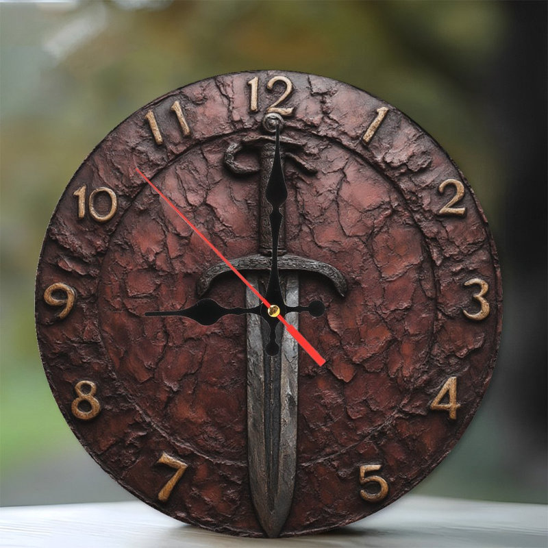 Horloge en pierre avec épée