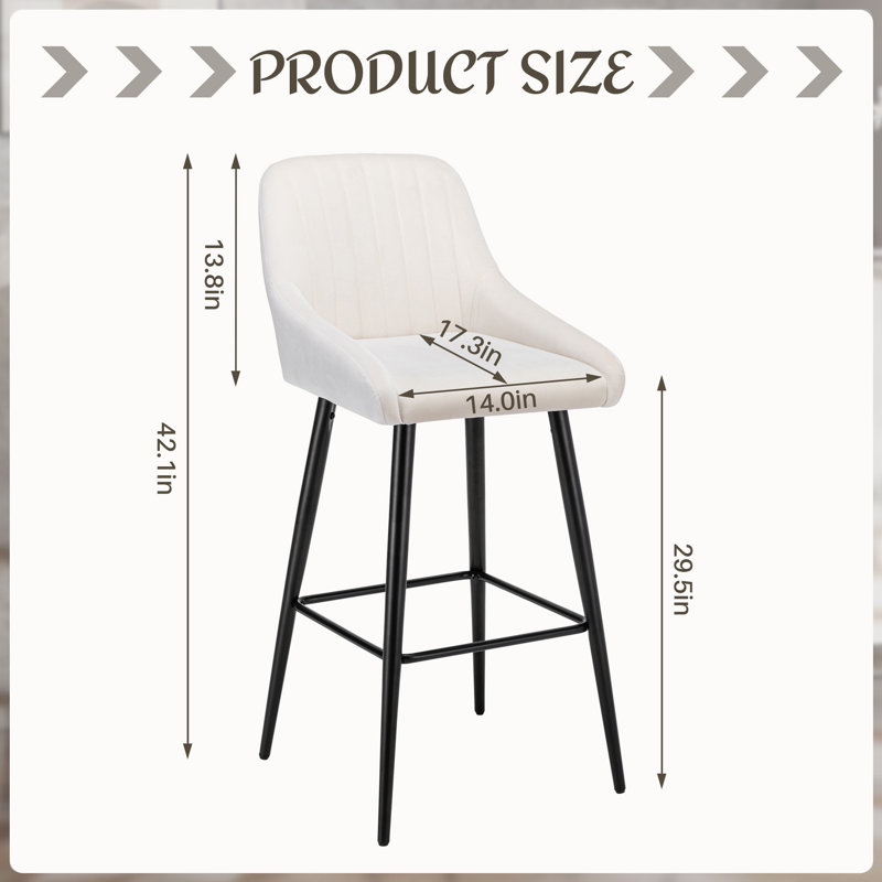 Tabouret de comptoir rembourré 42,1 po avec structure en métal Lemarcus, Blanc