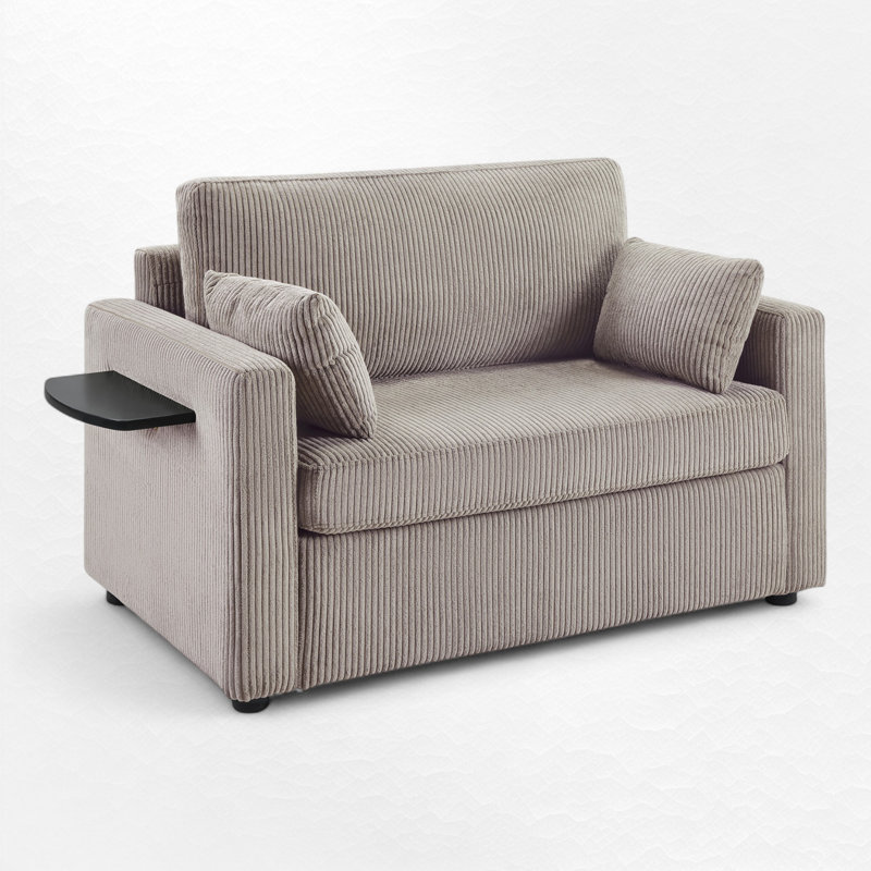 Canapé-lit avec ports USB, Brun