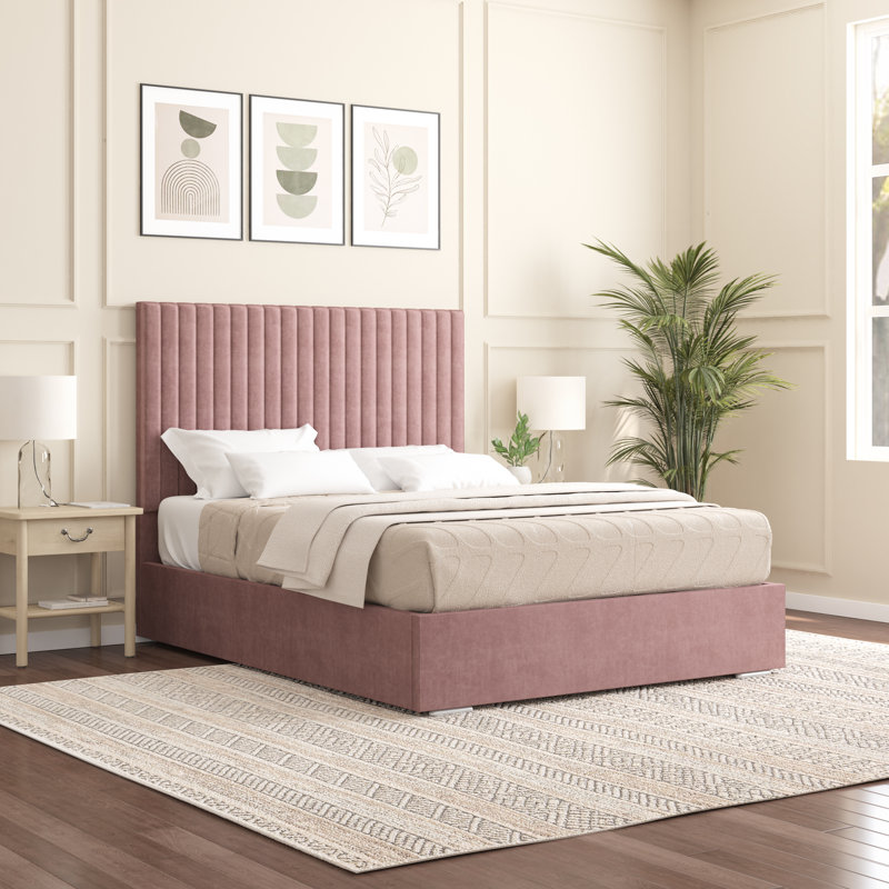 Aidean Upholstered Bed Frame, Single (3'), Lilac